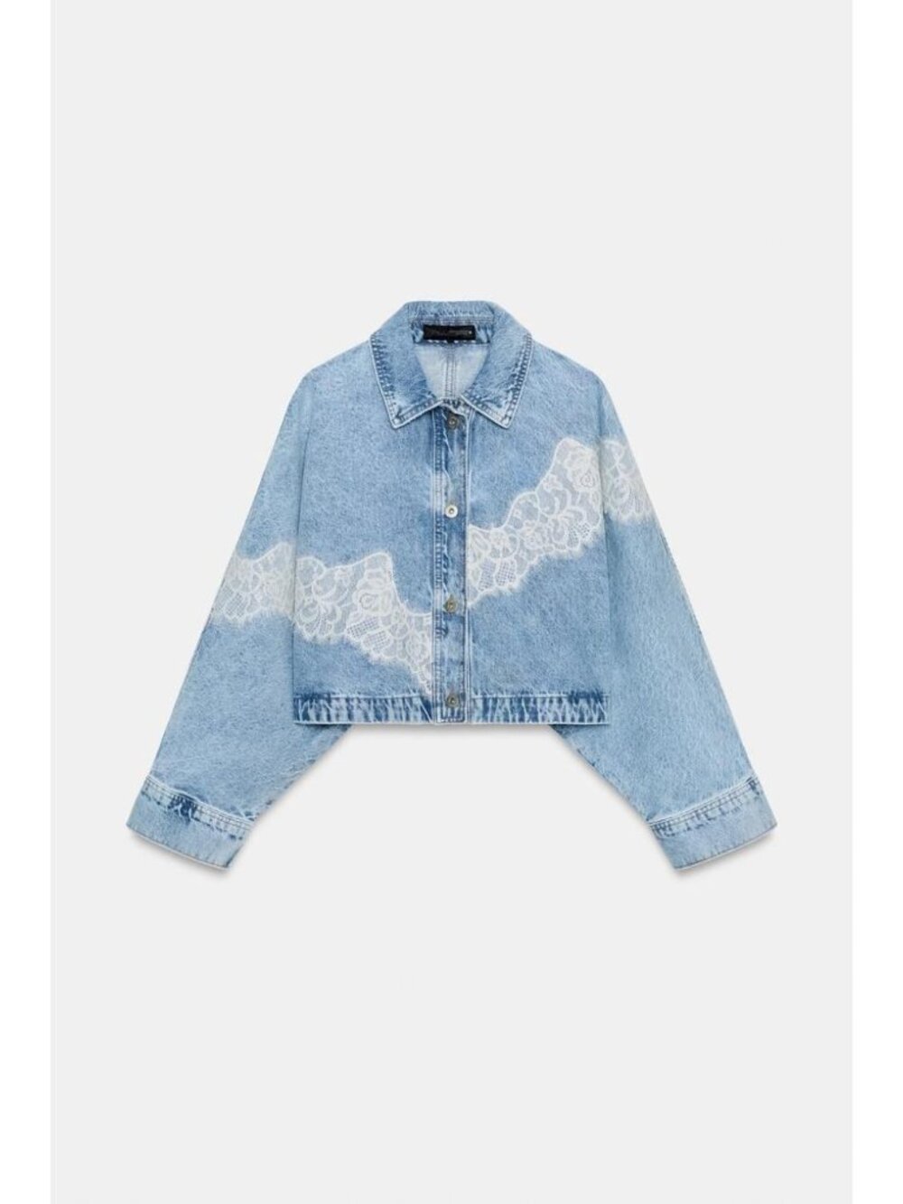 ZARA Z1975 CROPPED LACE DENIM JACKET